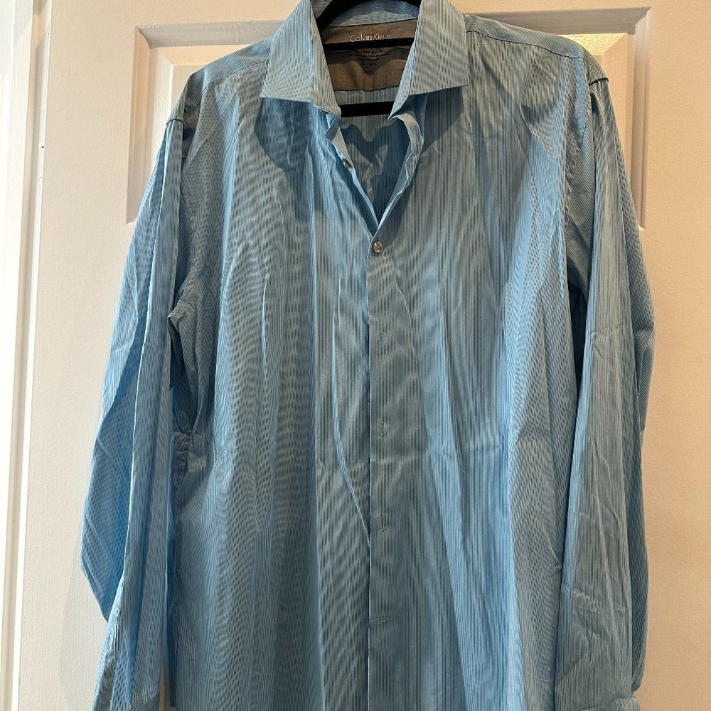 Calvin Klein Extreme Slim Blue Strip Button Shirt